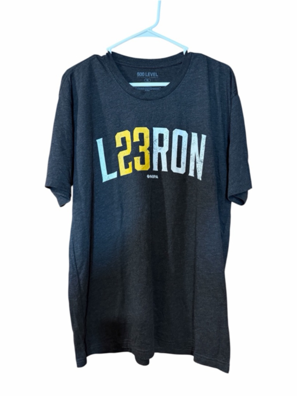 500 LEVEL Lebron James Name Number Los Angeles Lakers T Shirt size XL